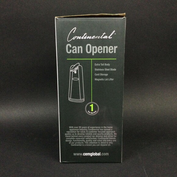 Continental Can Opener -Electronic -Magnetic- White -Cord Storage- New Open Box! - Picture 2 of 3